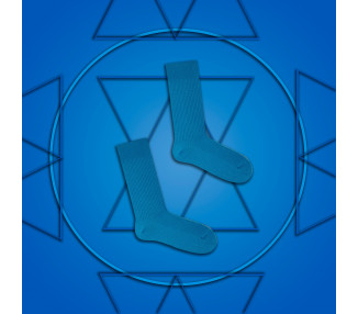 Blau gestreifte Socken aus Merinowolle