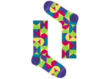 Colorful socks Retkińska 8m1 with a pattern of multicolored semicircles. Takapara