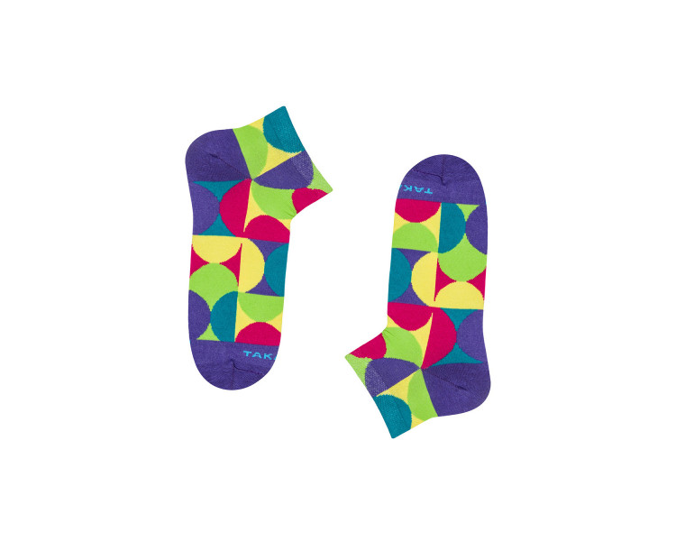 Colorful sneaker socks Retkińska 8m1 with a pattern of multicolored semicircles. Takapara