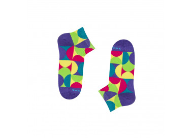 Colorful sneaker socks Retkińska 8m1 with a pattern of multicolored semicircles. Takapara
