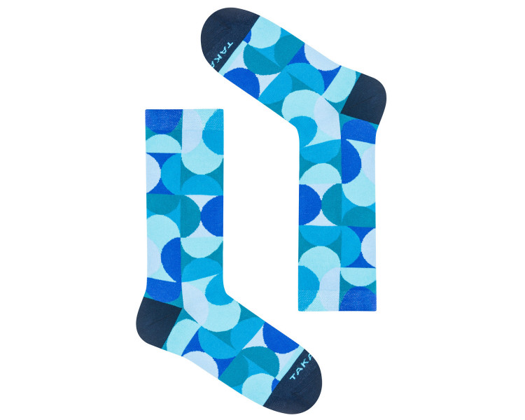 Colorful socks Retkińska 8m2, semicircles in shades of blue. Takapara