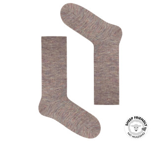 Beige gestreifte Socken aus Merinowolle