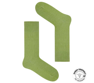 Grün gestreifte Socken aus Merinowolle