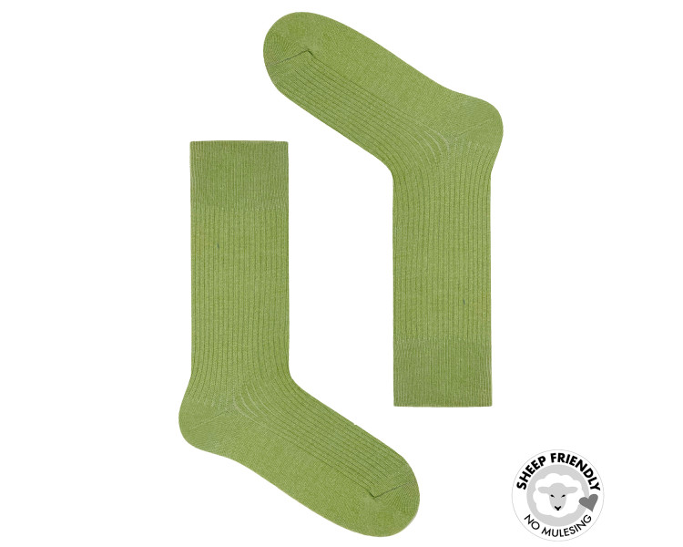 Green striped socks in merino wool