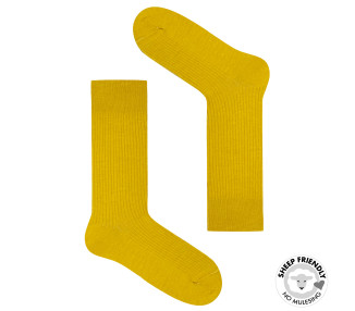 Chaussettes à rayures jaunes en laine mérinos