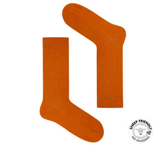 Chaussettes à rayures orange en laine mérinos