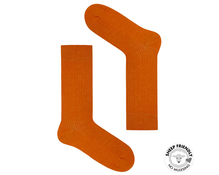 Chaussettes à rayures orange en laine mérinos