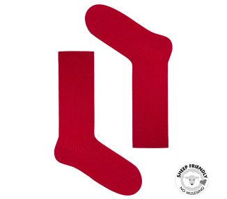 Rot gestreifte Socken aus Merinowolle