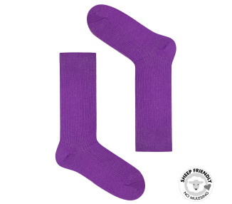Chaussettes à rayures violettes en laine mérinos