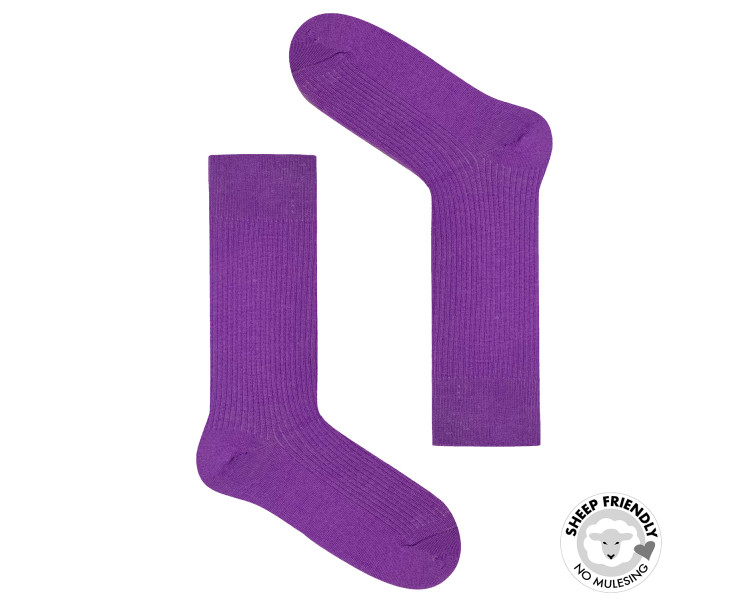 Chaussettes à rayures violettes en laine mérinos