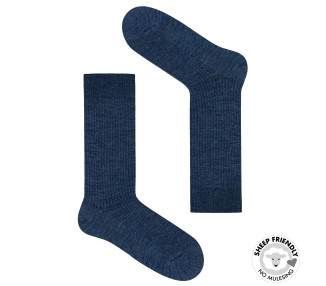 Blaugrau gestreifte Socken aus Merinowolle