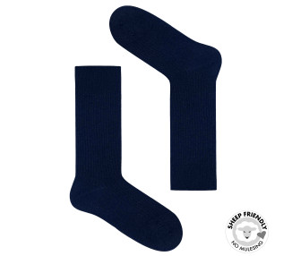 Navy blue striped socks in merino wool