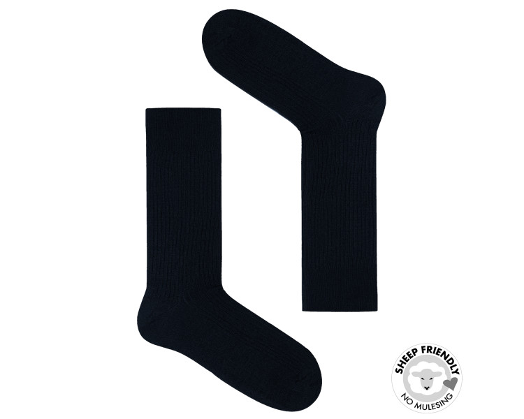 Schwarz gestreifte Socken aus Merinowolle