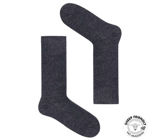 Grey ribbed socks with silk