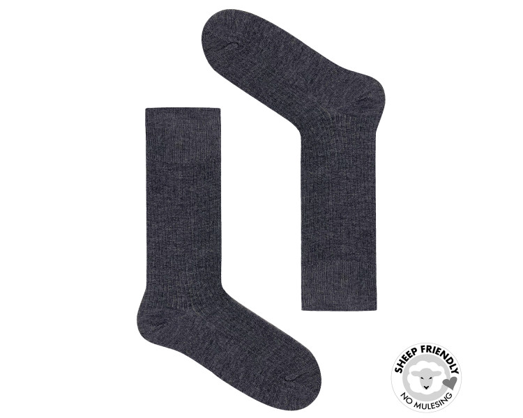Grey ribbed socks with silk