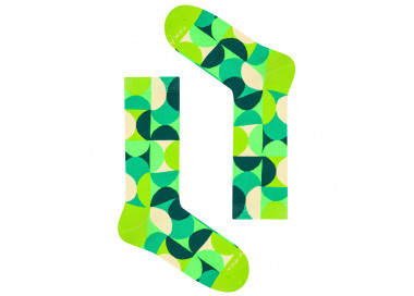 Retkińska 8 m3 geometric socks in colorful, green semicircles. Takapara