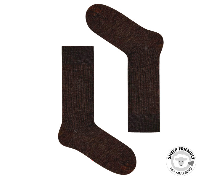 Brown striped socks in merino wool mulling free