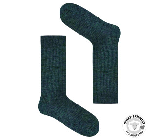 Smaragdgrün gestreifte Socken aus Merinowolle mulesing free