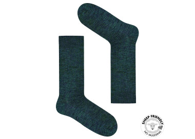 Smaragdgrün gestreifte Socken aus Merinowolle mulesing free