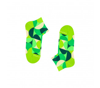 Retkińska 8 m3 geometric sneaker socks in colorful, green semicircles. Takapara