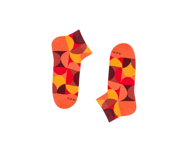 Chaussettes baskets colorées 8m4 Retkińska avec demi-cercles orange. Takapara