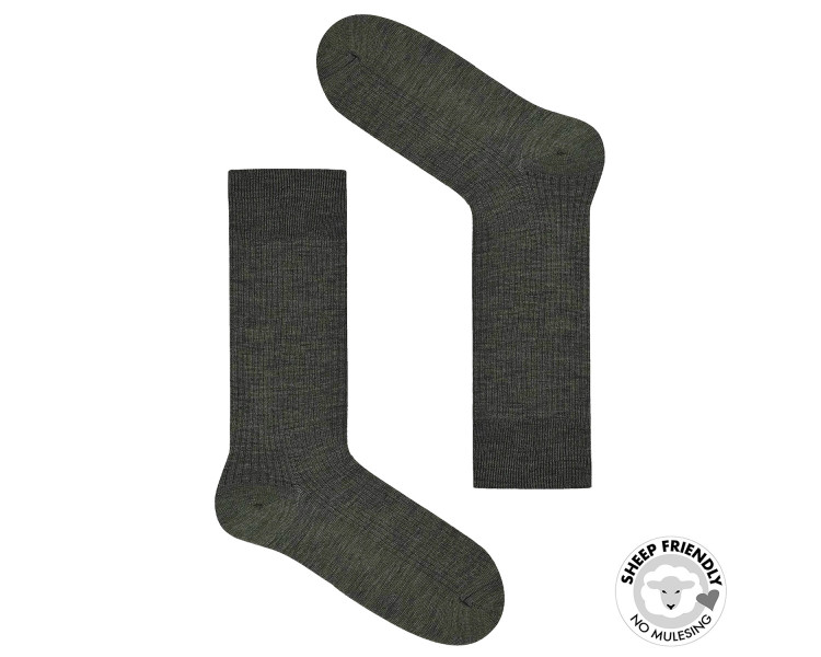 Khaki merino wool socks mulesing free green