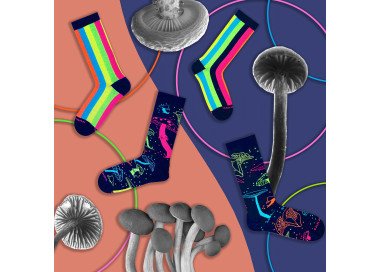 Neon Mushrooms - Mix and Match Socks by Takapara
