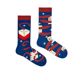 Mix and match Election Sausage and Sausage Plus socks by Takapara
