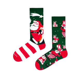 Chaussettes de Noël Takapara avec le Père Noël et les elfes