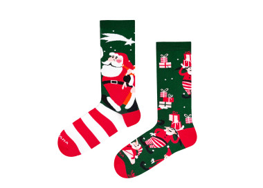 Chaussettes de Noël Takapara avec le Père Noël et les elfes