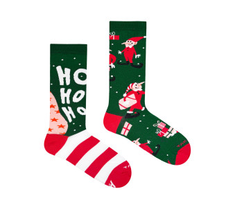 🎄 Chaussettes Takapara Rouge-Vert - Père Noël et Elfes 🧦