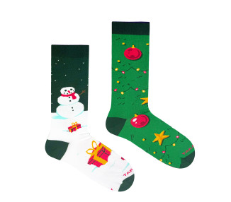 Chaussettes de Noël Takapara avec sapin et bonhomme de neige
