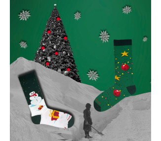 Chaussettes de Noël Takapara avec sapin et bonhomme de neige