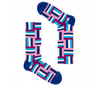 Colorful Jaracz 12m1 striped socks in pink, blue and navy blue. Takapara