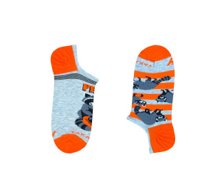 Chaussettes courtes Takapara Raton Pedro – gris et orange avec motif DJ