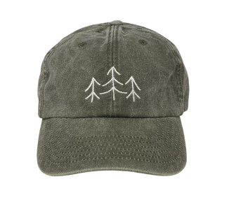 Casquette kaki à visière avec broderie de trois arbres