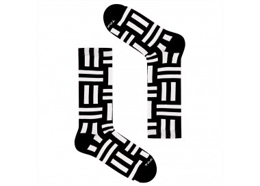 Black and white socks from Zawisza 80m9 with vertical and horizontal stripes. Takapara