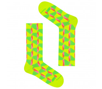 Chaussettes colorées Neonowa 90m2 avec motifs fluo, géométriques. Takapara