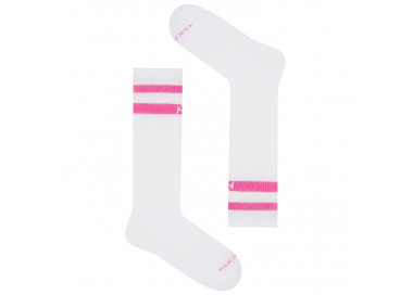 Maratońska 70m1 weiße Socken mit zwei rosa Streifen. Takapara
