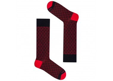 Long red dress socks made of merino wool by Takapara