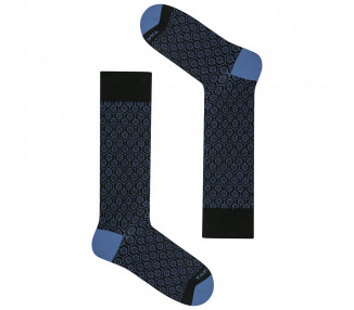 Long blue dress socks in merino wool by Takapara