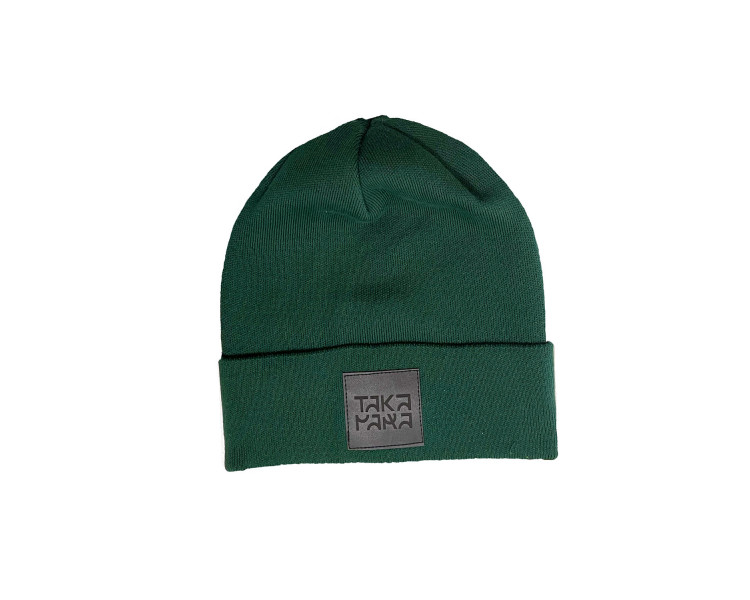 Dark green beanie hat in 100% cotton from Takapara
