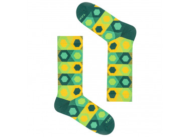 Struga 1m4 - Colorful Takapara Socks with Hexagon Pattern