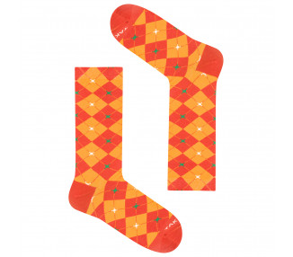 Bunte, orangefarbene Socken Fabryczna 2m2 in Trapez, TakaPara