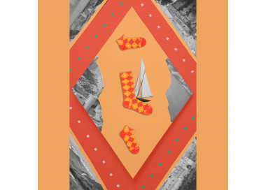 Collage. Colorful, orange socks Fabryczna 2m2 in trapeze, TakaPara