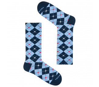 Colorful, blue, navy blue socks Fabryczna 2m3 in trapezoids, TakaPara