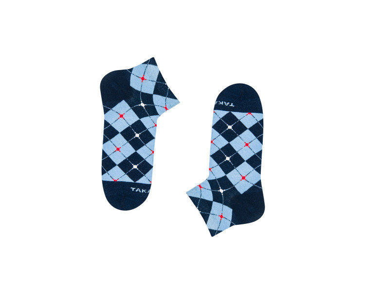 Bunte, blaue, marineblaue Sneaker-Socken Fabryczna 2m3 in Trapezen, TakaPara