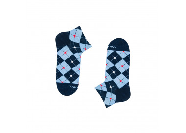 Colorful, blue, navy blue sneaker socks Fabryczna 2m3 in trapezoids, TakaPara