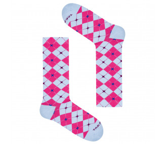 Colorful, pink, purple socks Fabryczna 2m4 checkered, TakaPara