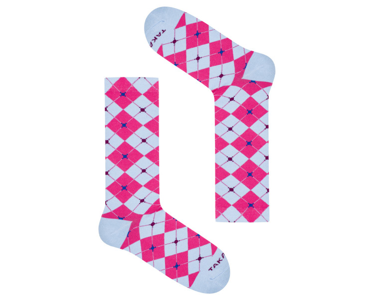 Colorful, pink, purple socks Fabryczna 2m4 checkered, TakaPara